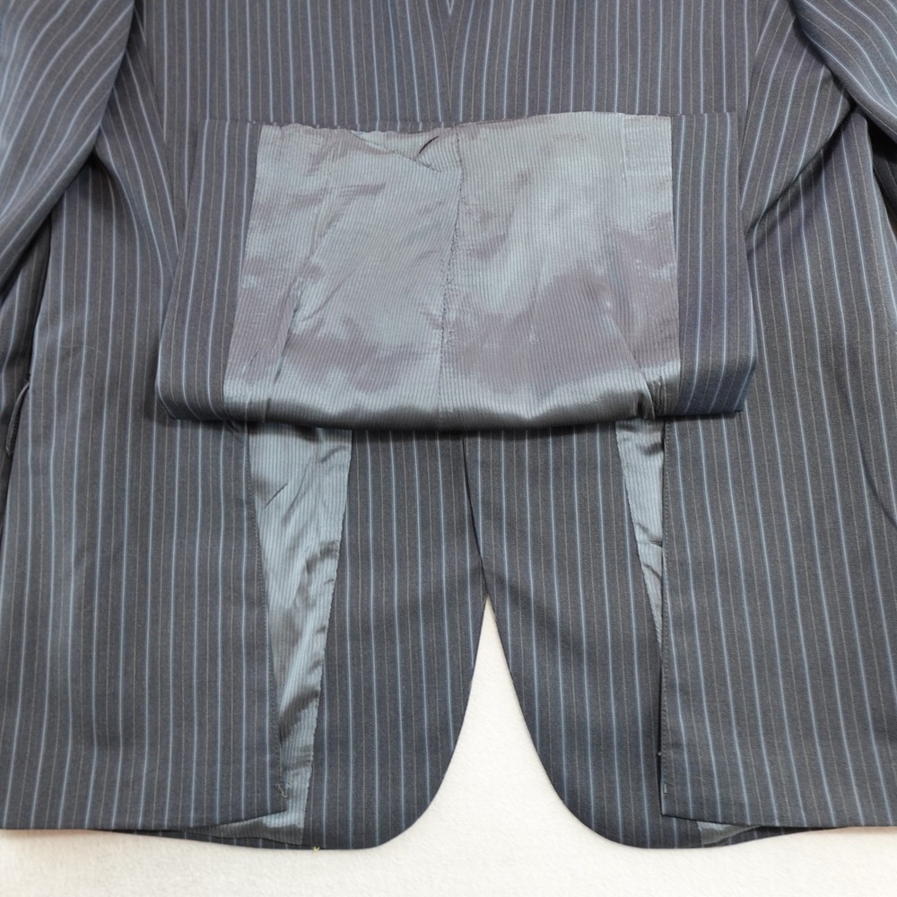 Jack Victor Blazer Mens 44R 100% Wool Blue Vitale CT Pinstripe Three Button Flaw - Picture 15 of 16